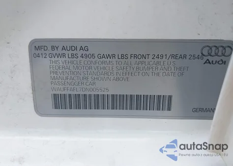 2013 Audi A4 2.0T Premium из США, поврежденный, VIN WAUFFAFL7DN005525